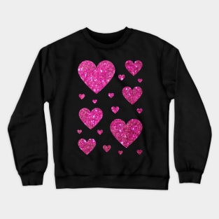 Hot Pink Faux Glitter Hearts Crewneck Sweatshirt